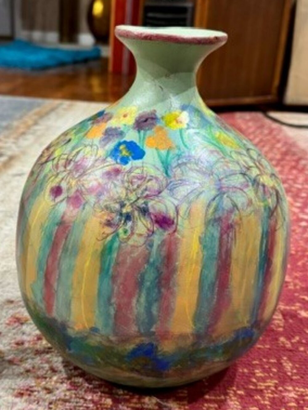 🌺OOAK Hand Painted Wildflower Meadow Ceramic Vase -Upcycled Floral Cottagecore🌸🌺